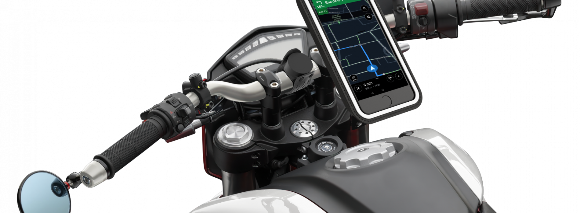 Novo sistema de suporte universal de telemóveis para motos e scooters